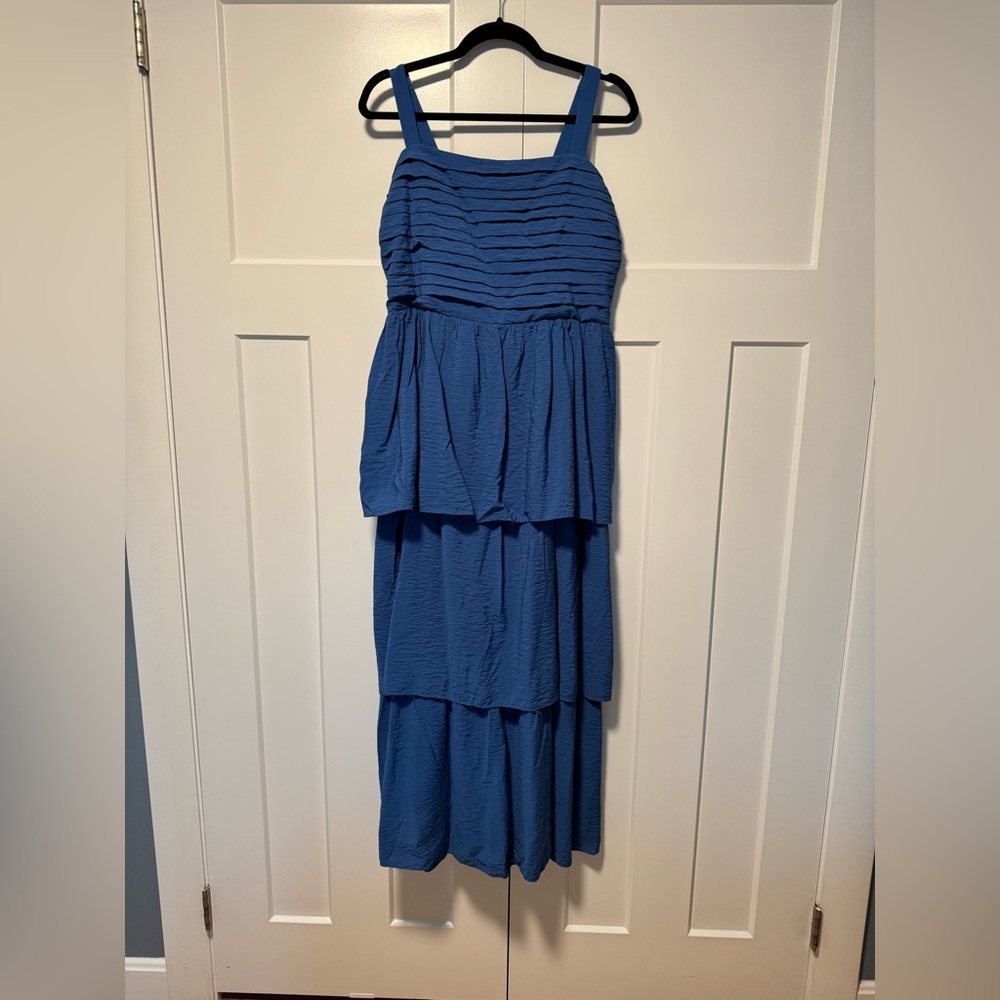 Abercrombie & Fitch Emerson Tiered Maxi Dress Blue Size L - Picture 3 of 4